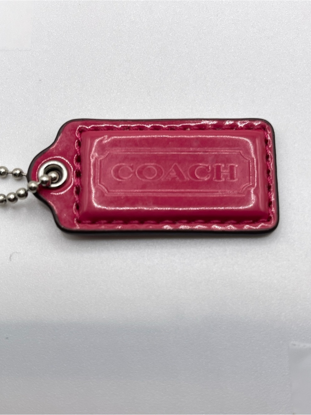 Coach Pink Patent Leather Hang Tag Keychain
